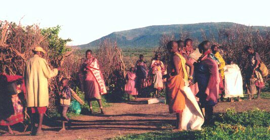 Maasai village with patriarch