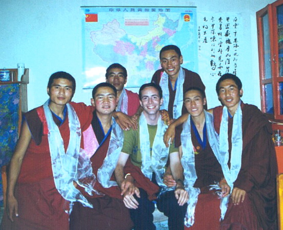 Mischa with Tibetan monks